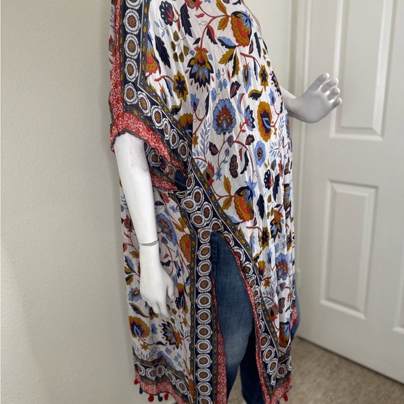 Ruginnr floral open front boho lightweight poncho kimono one size. - Picture 4 of 9